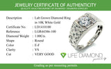 (LD) Anillo de caballero con diamantes de laboratorio en oro blanco 10k. D-1.00CTS.