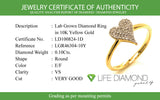 (LD) Anillo (corazón) con diamantes de laboratorio en oro amarillo 10kt. D-0.10Cts.