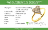 (LD) Anillo (corazón) con diamantes de laboratorio en oro amarillo 10kt. D-0.12Cts.