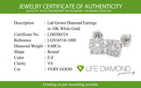 (LD) Aretes con diamantes de laboratorio en oro blanco 14kt. D-0.60Cts.