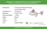 (LD) Aretes con diamantes de laboratorio en oro blanco 14kt. D. 1.44Cts.