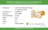 (LD) Aretes con diamantes de laboratorio en oro amarillo 14kt. D-4.15Cts.