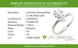 (LD) Anillo con diamante de laboratorio en oro blanco 14kt. D-1.50CTS.