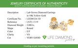 (LD) Aretes con diamantes de laboratorio en oro amarillo 10kt.