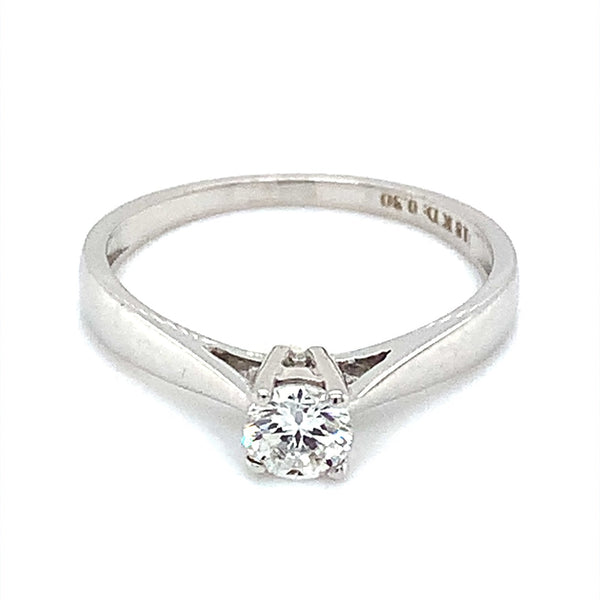 (MIA) Anillo con diamante en oro blanco 18kt. - DGjoyeros