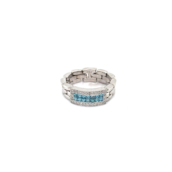 (MIA) Anillo con diamantes azules en oro blanco 18kt - DGjoyeros