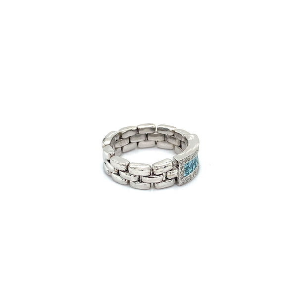 (MIA) Anillo con diamantes azules en oro blanco 18kt - DGjoyeros