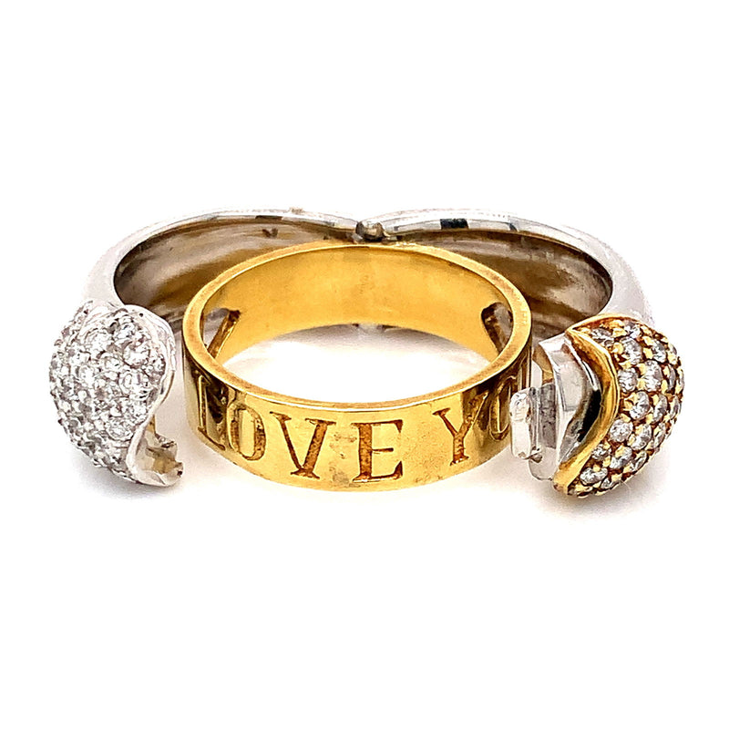 (MIA) Anillo con diamantes en oro 2 Tonos 18kt - DGjoyeros