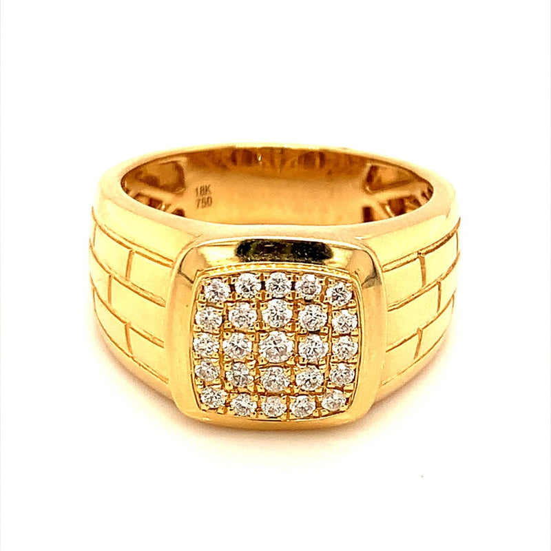 (MIA) Anillo de caballero con diamantes en oro amarillo 18k - DGjoyeros