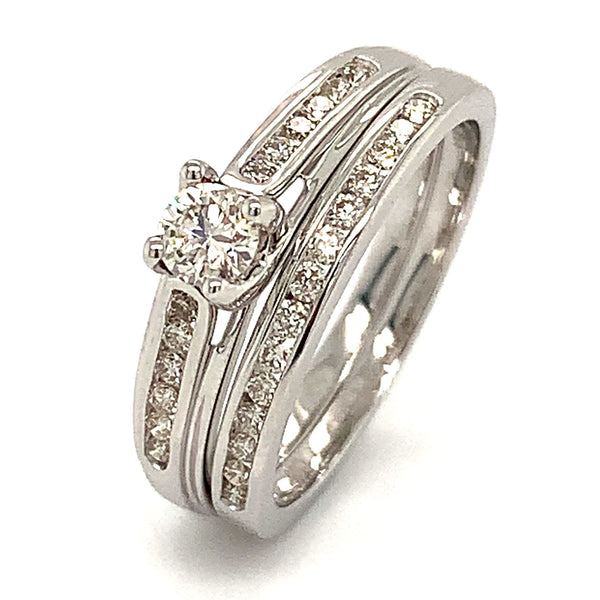 (MIA) Set de anillos con diamantes en oro blanco 18k - DGjoyeros
