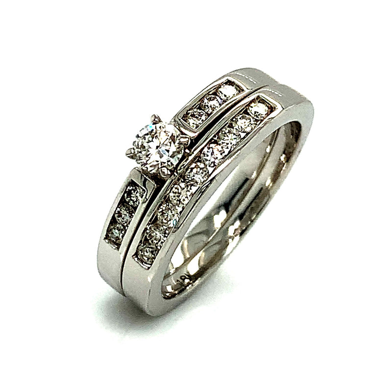 (MIA) Set de anillos con diamantes en oro blanco 18k - DGjoyeros