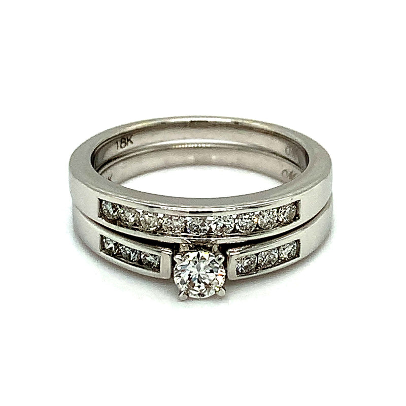 (MIA) Set de anillos con diamantes en oro blanco 18k - DGjoyeros