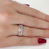 (MIA) Set de anillos con diamantes en oro blanco 18k - DGjoyeros