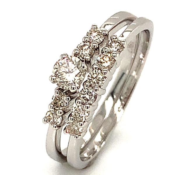 (MIA) Set de anillos con diamantes en oro blanco 18k - DGjoyeros