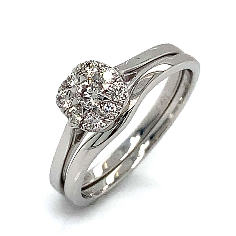 (MIA) Set de anillos con diamantes en oro blanco 18k - DGjoyeros