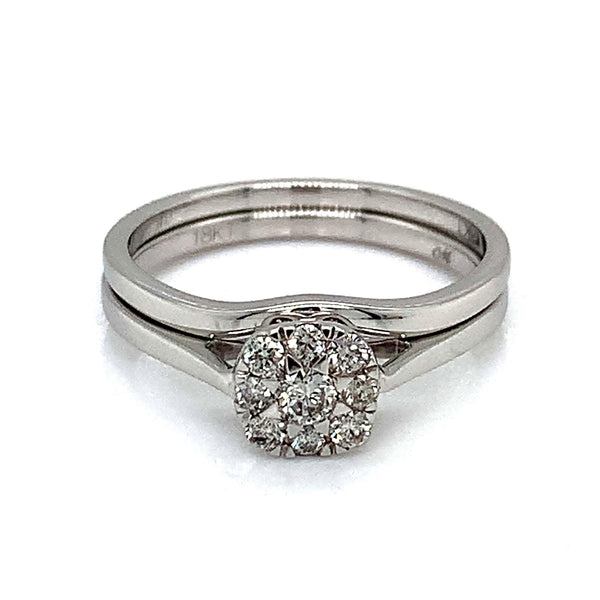 (MIA) Set de anillos con diamantes en oro blanco 18k - DGjoyeros