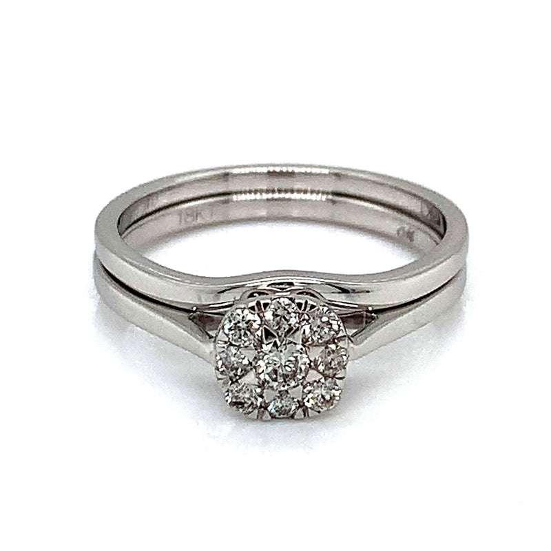 (MIA) Set de anillos con diamantes en oro blanco 18k - DGjoyeros