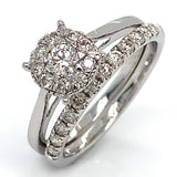 (MIA) Set de anillos con diamantes en oro blanco 18KT. D-0.66CT