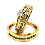(MIA) Trío de anillos con diamante en oro amarillo 18kt - DGjoyeros