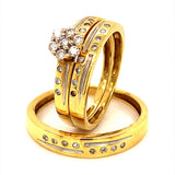 (MIA) Trío de anillos con diamante en oro amarillo 18kt - DGjoyeros