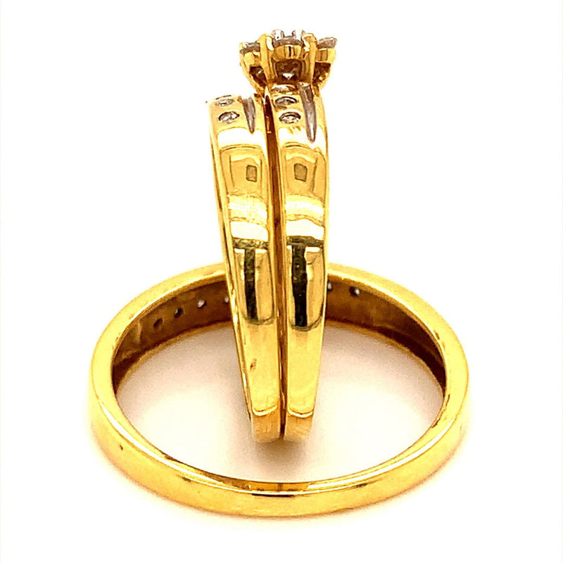 (MIA) Trío de anillos con diamante en oro amarillo 18kt - DGjoyeros