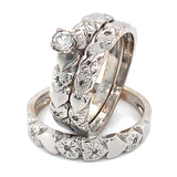 (MIA) Trío de anillos con diamante en oro blanco 18kt - DGjoyeros