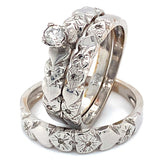 (MIA) Trío de anillos con diamante en oro blanco 18kt