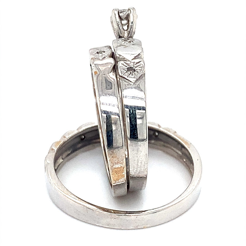 (MIA) Trío de anillos con diamante en oro blanco 18kt - DGjoyeros