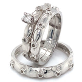 (MIA) Trío de anillos con diamantes en oro blanco 18kt