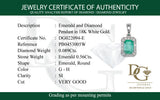 Dije de esmeralda con diamantes en oro blanco 18kt.