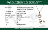 Collar de topacio blanco con diamantes en oro blanco 14kt. 45CM TW-0.66CTS. D-0.07CTS.