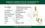 Dije de ópalo con diamantes en oro amarillo 14kt. OP-0.50CTS. D-0.02CTS.