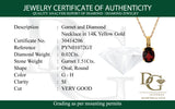 Collar de granate con diamantes en oro amarillo 14kt. GR-1.51CTS. D-0.02CTS.