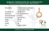Dije de ópalo con diamantes en oro amarillo 14kt. OP-0.34CTS. D-0.07CTS.