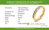 (LD) Banda con diamantes de laboratorio en oro amarillo 14kt. D-0.75CTS.