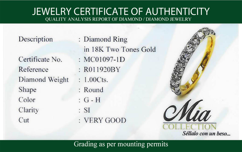 (MIA) Banda con diamante en oro amarillo 18kt.