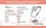 (SOFIA) Anillo (1 flor) con diamantes en oro blanco 10k
