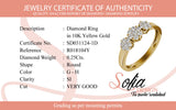 (SOFIA) Anillo (3 flores) con diamantes en oro amarillo 10k
