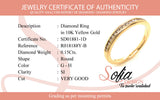 (SOFIA) Banda con diamantes en oro amarillo 10kt. D-0.15CTS.