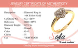 (SOFIA) Set de anillos (corazón) de diamantes en oro amarillo 10Kt.