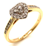 (SOFIA) Set de anillos (corazón) de diamantes en oro amarillo 10Kt.