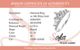 (SOFIA) Anillo (corona) con diamantes en oro blanco 10k