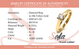(SOFIA) Anillo con diamante en oro amarillo 10kt.