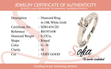 (SOFIA) Anillo con diamante en oro blanco 10kt.