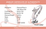 (SOFIA) Anillo con diamante en oro blanco 10kt.
