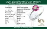 Anillo con rubí y diamantes en oro blanco 18KT