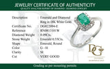 Anillo de esmeralda con diamantes en oro blanco 18kt.