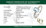 Anillo de aguamarina con diamantes en oro blanco 14Kt. AQ-0.99CTS. D-0.03CTS.