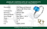 Anillo de topacio azul con diamantes en oro blanco 14kt. BT-1.18CTS. D-0.03CTS.