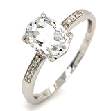 Anillo de topacio blanco con diamantes en oro blanco 14kt. WT-1.42CTS. D0.03CTS.